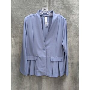 Contemporary Pleated Blazer Womens XL Periwinkle Business Casual Officewear